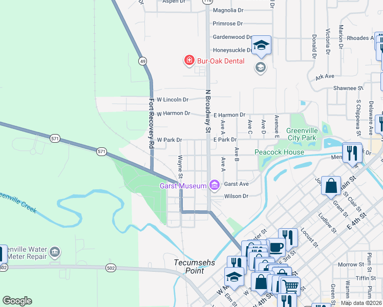 map of restaurants, bars, coffee shops, grocery stores, and more near 815 Wayne St in Greenville