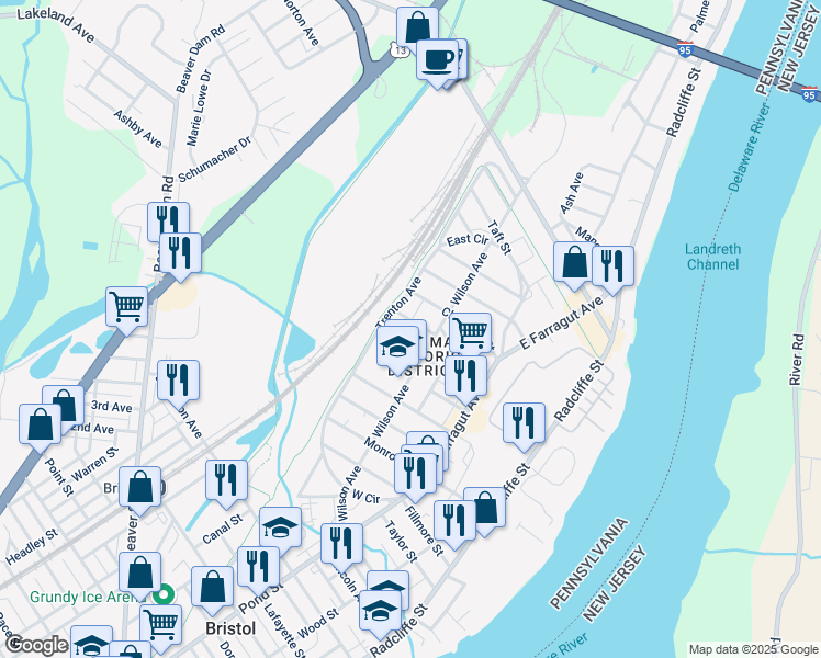 map of restaurants, bars, coffee shops, grocery stores, and more near 334 Hayes Street in Bristol