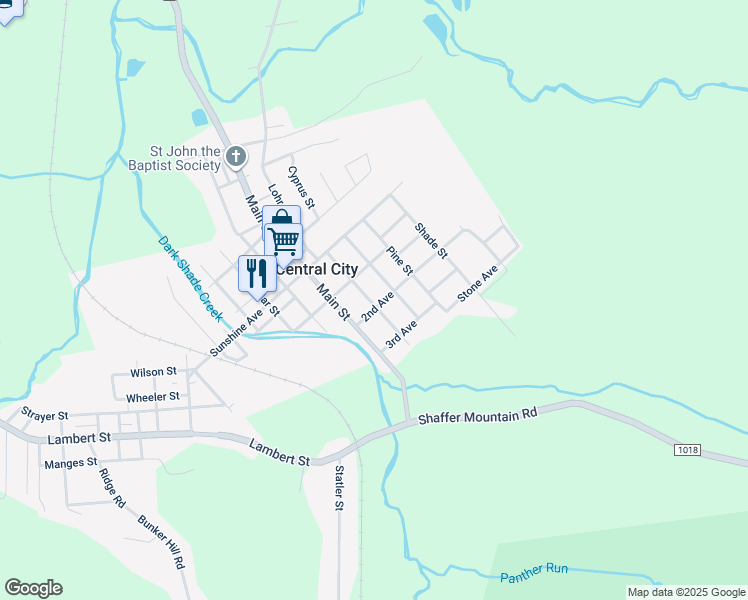 map of restaurants, bars, coffee shops, grocery stores, and more near 414 Ash Street in Central City