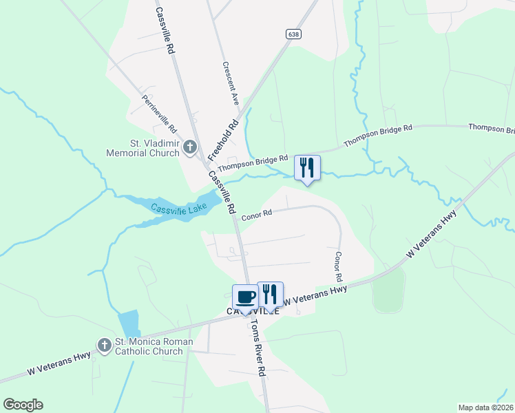map of restaurants, bars, coffee shops, grocery stores, and more near 31 Conor Road in Jackson Township