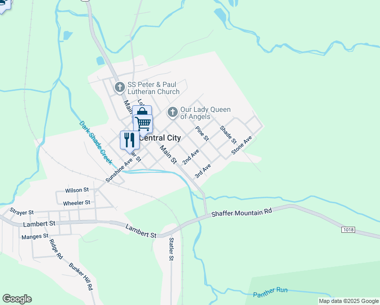 map of restaurants, bars, coffee shops, grocery stores, and more near 414 Ash Street in Central City