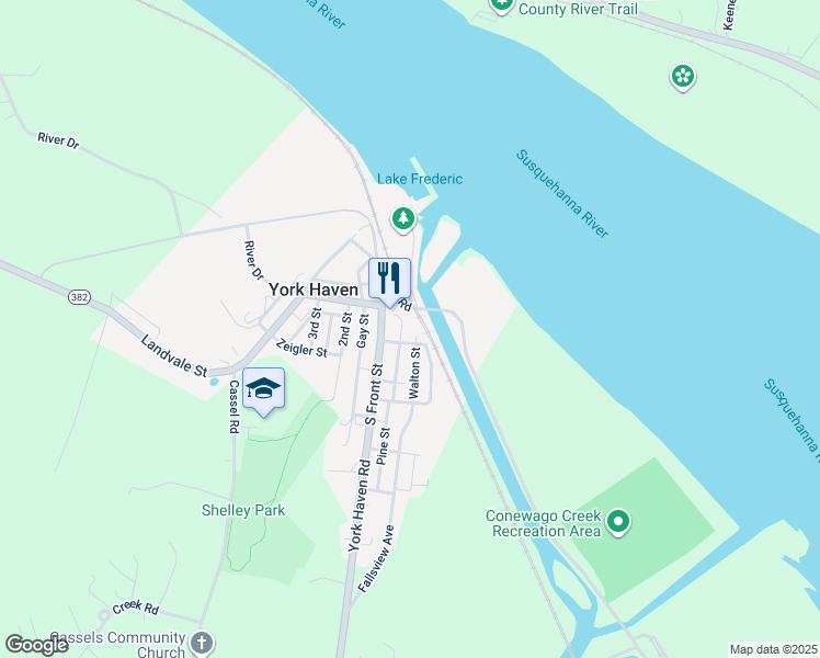 map of restaurants, bars, coffee shops, grocery stores, and more near 22 Walton Street in York Haven