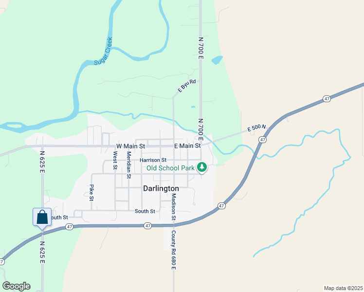 map of restaurants, bars, coffee shops, grocery stores, and more near 116 East Main Street in Darlington