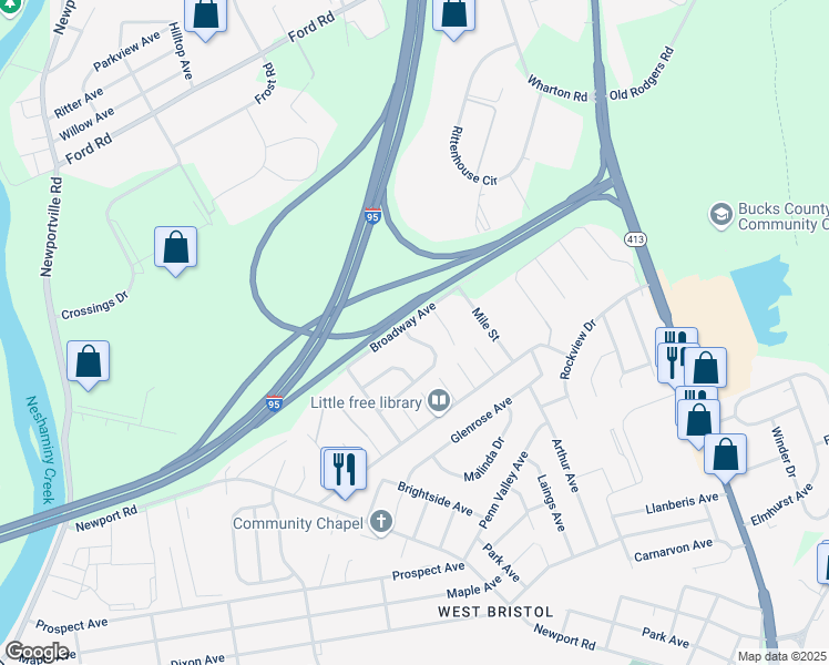 map of restaurants, bars, coffee shops, grocery stores, and more near 3151 Fairway Avenue in Bristol