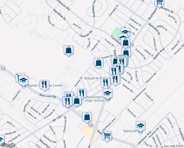 map of restaurants, bars, coffee shops, grocery stores, and more near 705 Sanford Street in Philadelphia