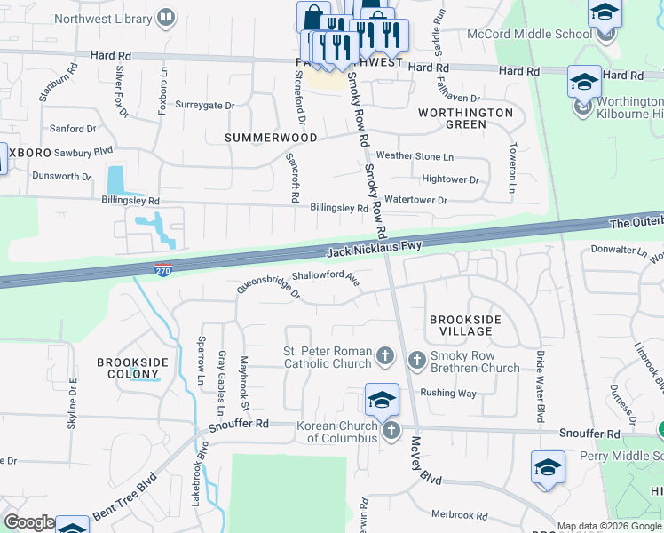 map of restaurants, bars, coffee shops, grocery stores, and more near 1954 Shallowford Avenue in Columbus
