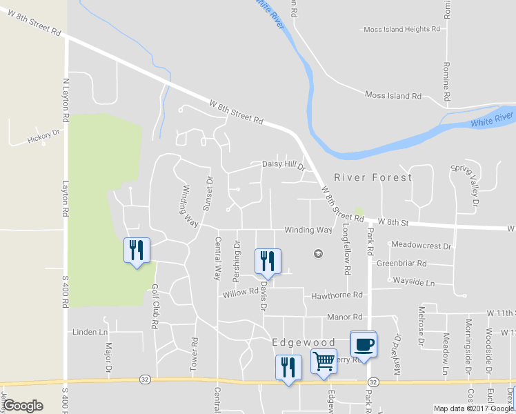 map of restaurants, bars, coffee shops, grocery stores, and more near 3703 Ironwood Way in Anderson