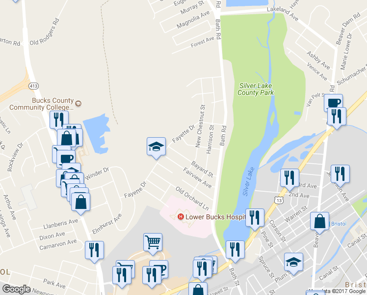 map of restaurants, bars, coffee shops, grocery stores, and more near 1015 Broad Street in Bristol