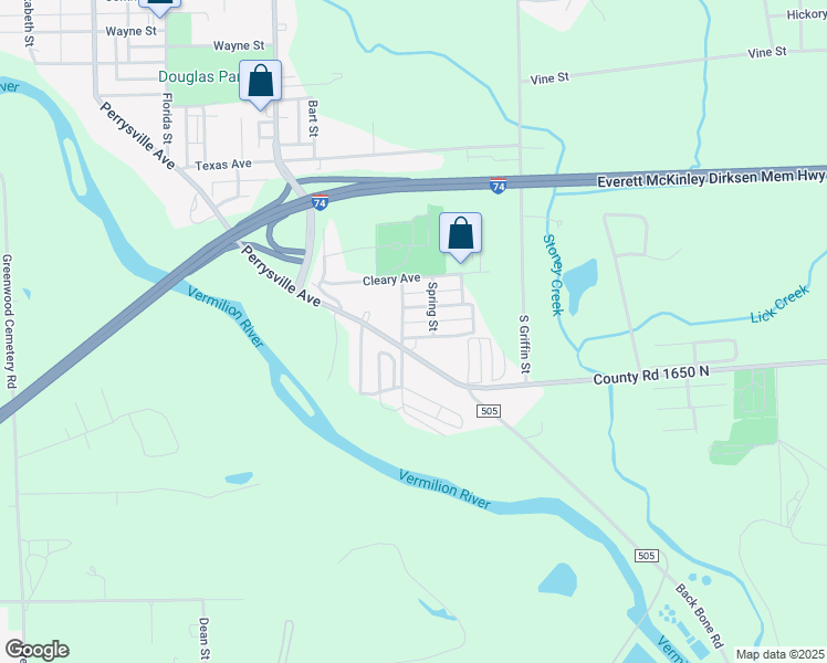 map of restaurants, bars, coffee shops, grocery stores, and more near 1207 Marion Street in Danville