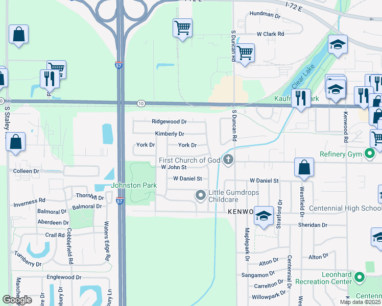 map of restaurants, bars, coffee shops, grocery stores, and more near 3202 Saratoga Drive in Champaign