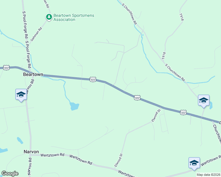 map of restaurants, bars, coffee shops, grocery stores, and more near 6619 Division Highway in Narvon