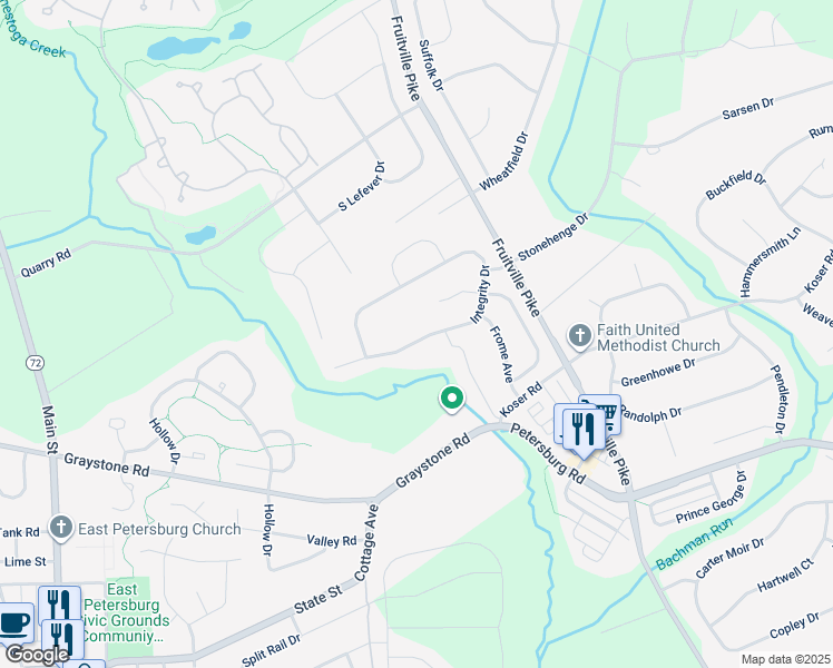 map of restaurants, bars, coffee shops, grocery stores, and more near 661 Integrity Drive in Lititz