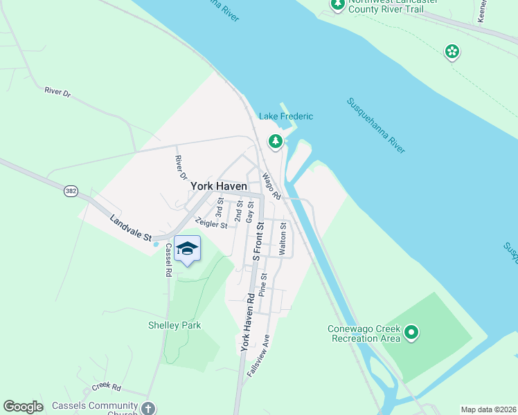 map of restaurants, bars, coffee shops, grocery stores, and more near 16 South Front Street in York Haven