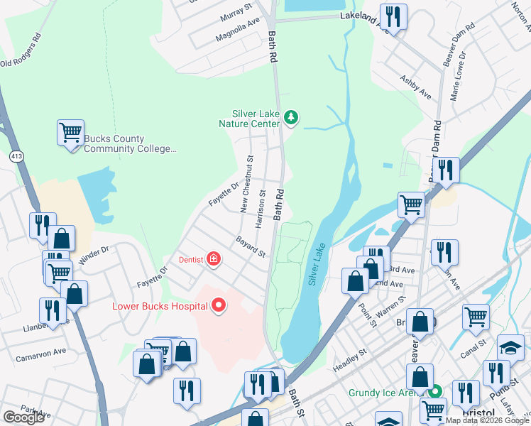 map of restaurants, bars, coffee shops, grocery stores, and more near 1005 Harrison Street in Bristol