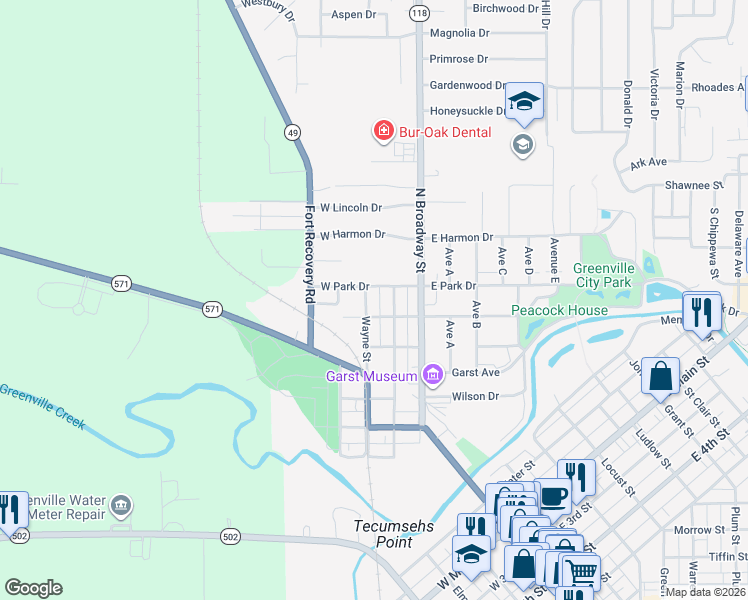 map of restaurants, bars, coffee shops, grocery stores, and more near 815 Wayne Street in Greenville