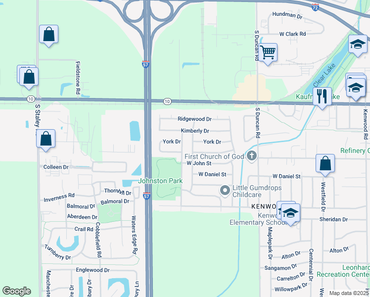 map of restaurants, bars, coffee shops, grocery stores, and more near 612 Goldenview Drive in Champaign