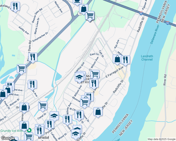 map of restaurants, bars, coffee shops, grocery stores, and more near 316 Cleveland Street in Bristol