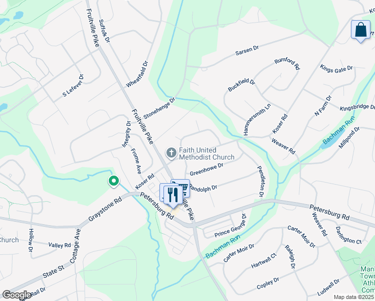 map of restaurants, bars, coffee shops, grocery stores, and more near 603 Randolph Drive in Lititz