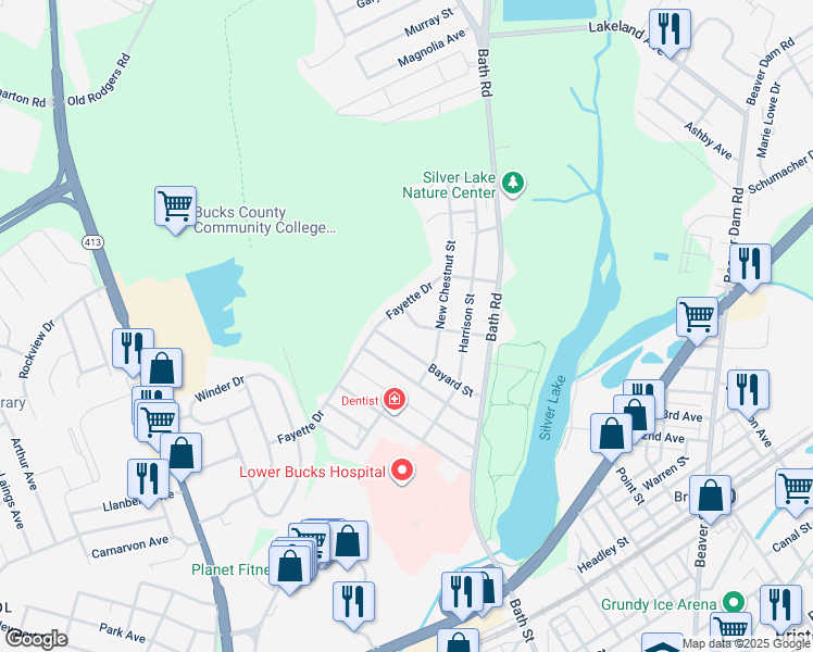 map of restaurants, bars, coffee shops, grocery stores, and more near 1021 Broad Street in Bristol