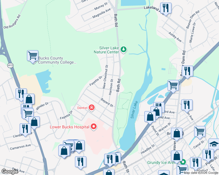 map of restaurants, bars, coffee shops, grocery stores, and more near 1005 Harrison Street in Bristol
