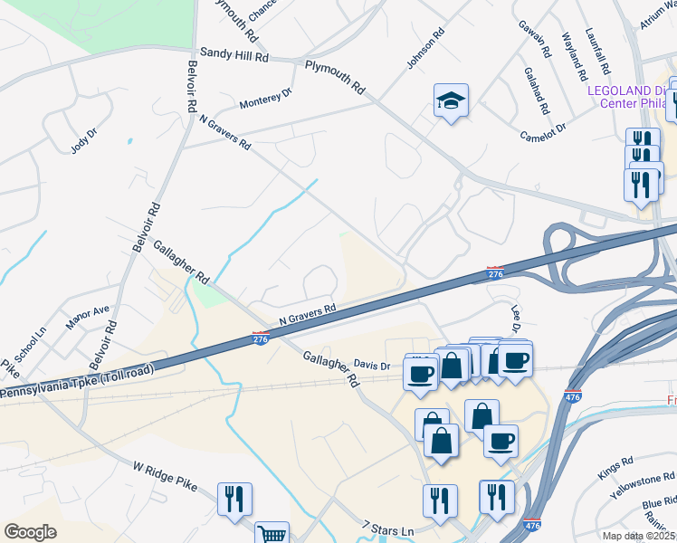 map of restaurants, bars, coffee shops, grocery stores, and more near 120 Ashley Way in Plymouth Meeting