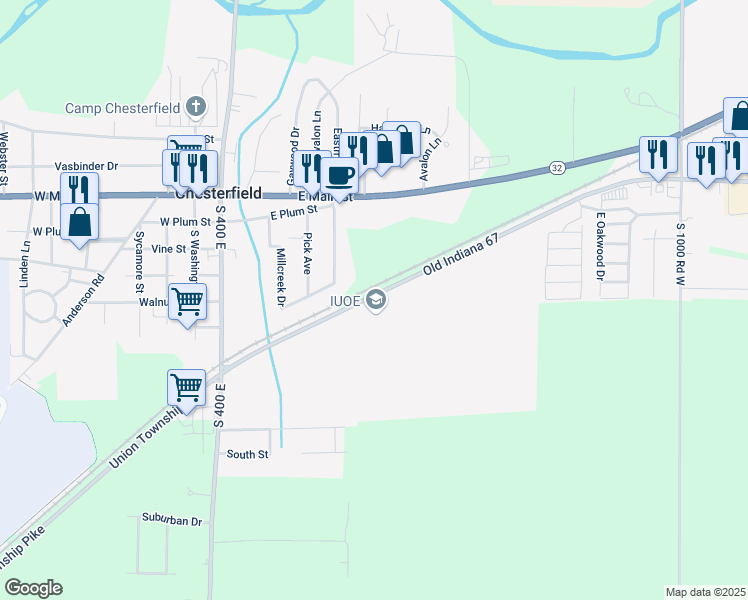 map of restaurants, bars, coffee shops, grocery stores, and more near 4277 East County Highway 67 in Chesterfield