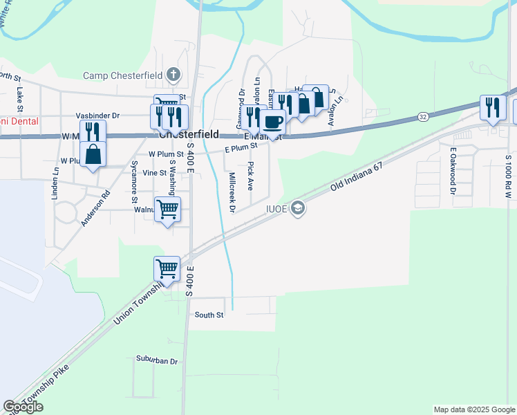 map of restaurants, bars, coffee shops, grocery stores, and more near 243 Millcreek Dr in Anderson