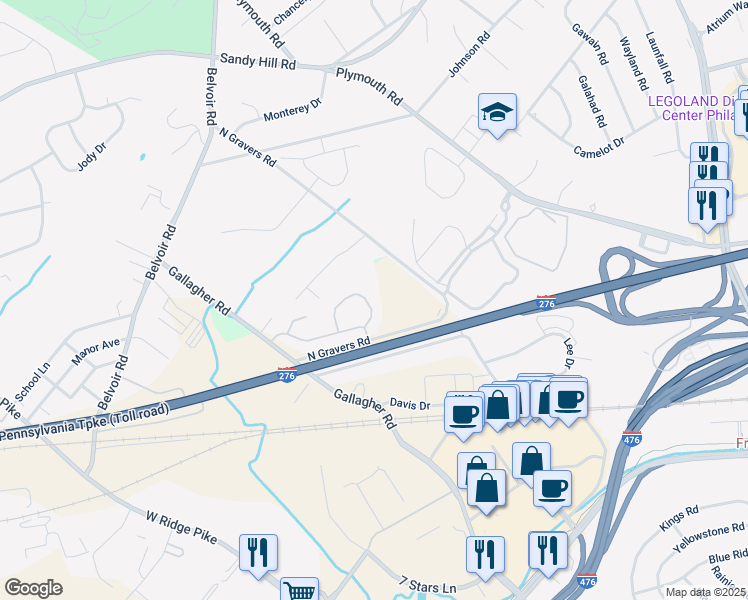 map of restaurants, bars, coffee shops, grocery stores, and more near 120 Ashley Way in Plymouth Meeting