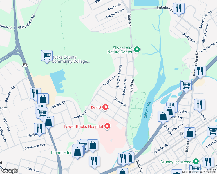 map of restaurants, bars, coffee shops, grocery stores, and more near 1021 Broad Street in Bristol