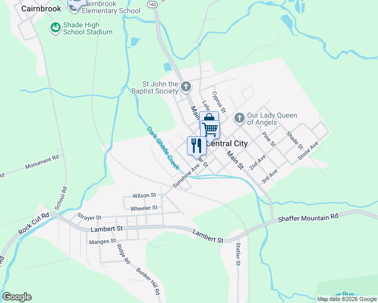 map of restaurants, bars, coffee shops, grocery stores, and more near 749 Poplar Street in Central City