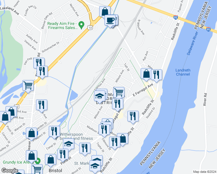 map of restaurants, bars, coffee shops, grocery stores, and more near 316 Cleveland Street in Bristol