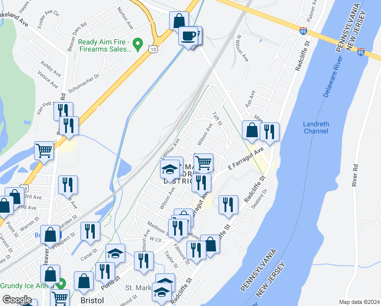 map of restaurants, bars, coffee shops, grocery stores, and more near 2079 Wilson Avenue in Bristol