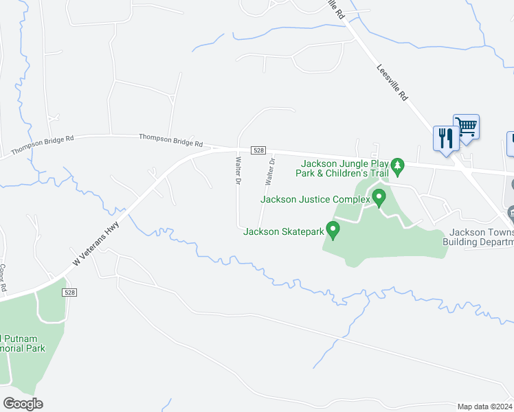 map of restaurants, bars, coffee shops, grocery stores, and more near 17 Walter Drive in Jackson