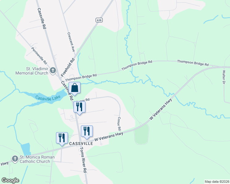 map of restaurants, bars, coffee shops, grocery stores, and more near 21 Conor Road in Jackson Township