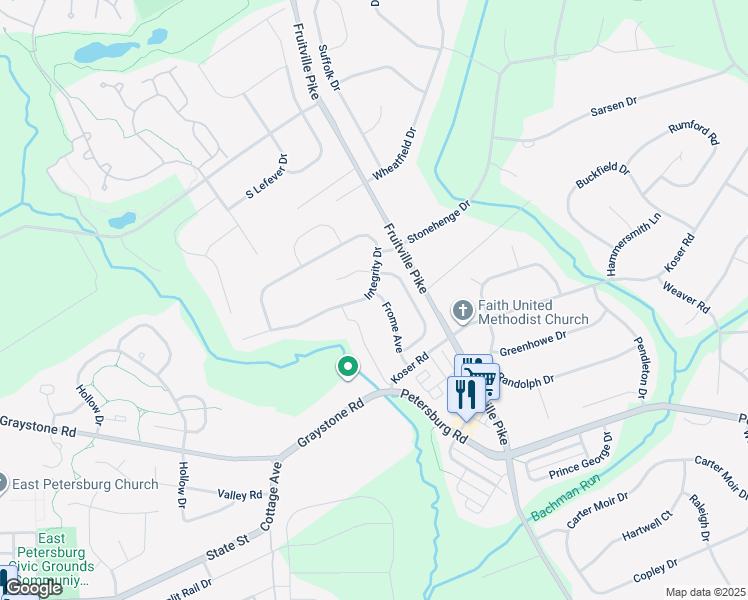 map of restaurants, bars, coffee shops, grocery stores, and more near 628 Integrity Drive in Lititz
