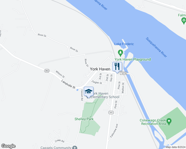 map of restaurants, bars, coffee shops, grocery stores, and more near 28 Landvale Street in York Haven