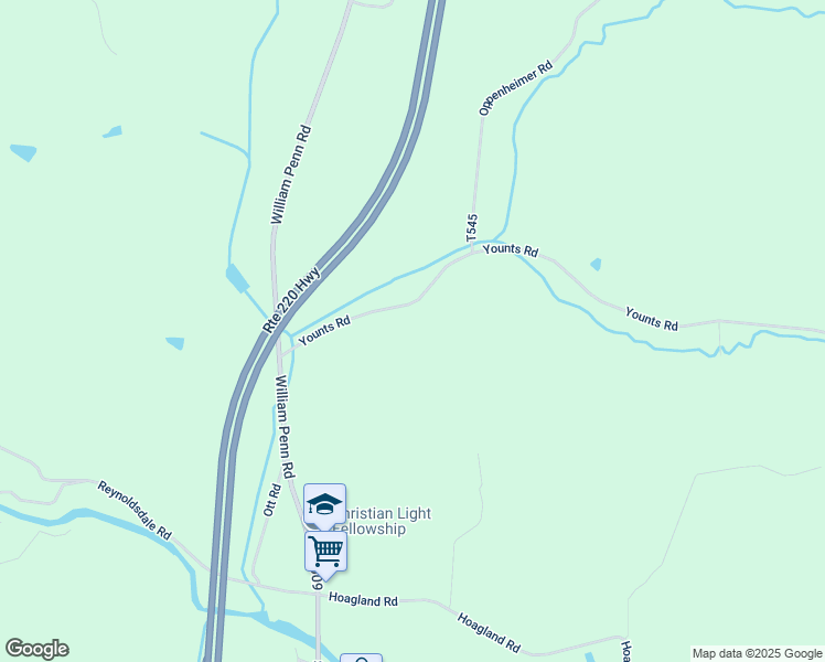 map of restaurants, bars, coffee shops, grocery stores, and more near 3337 Younts Road in Bedford