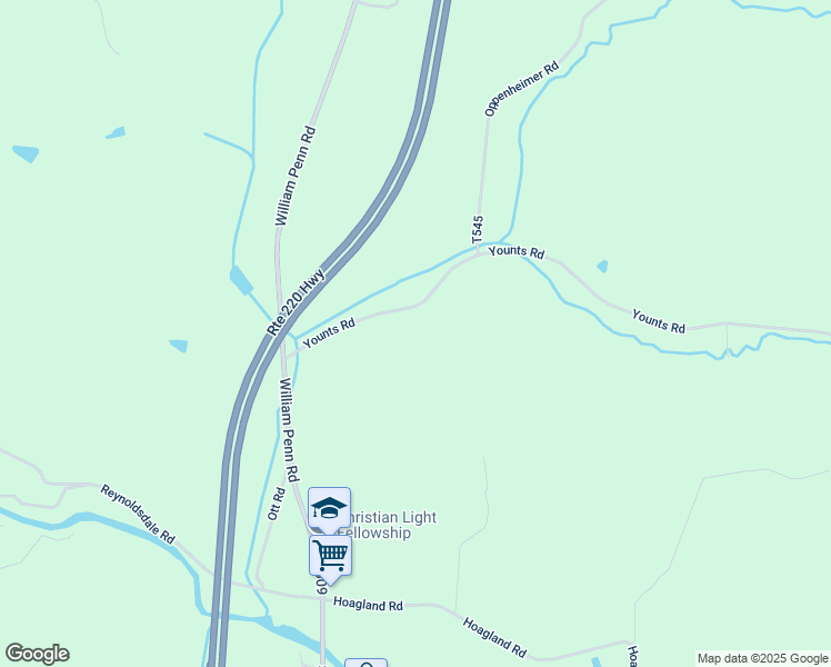 map of restaurants, bars, coffee shops, grocery stores, and more near 3337 Younts Road in Bedford