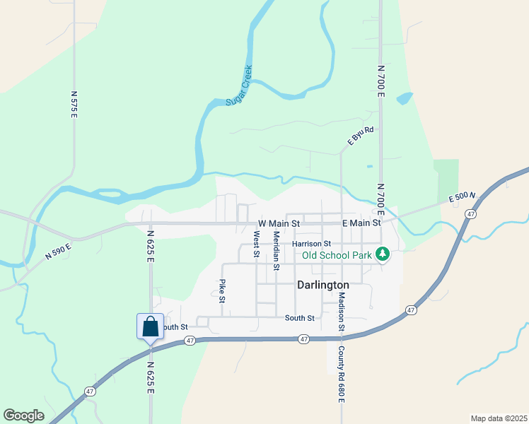 map of restaurants, bars, coffee shops, grocery stores, and more near 404 West Main Street in Darlington