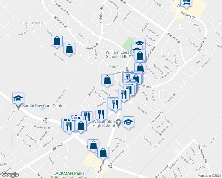 map of restaurants, bars, coffee shops, grocery stores, and more near 10238 Selmer Terrace in Philadelphia