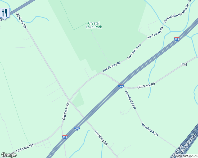 map of restaurants, bars, coffee shops, grocery stores, and more near 2324 Old York Road in Bordentown