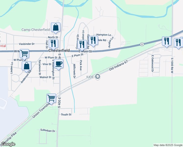 map of restaurants, bars, coffee shops, grocery stores, and more near 4277 East Co Highway 67 in Chesterfield