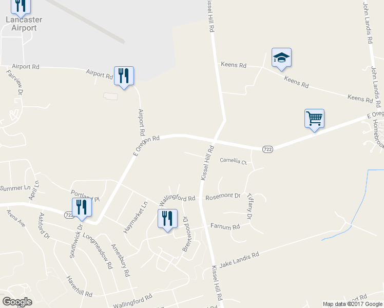 map of restaurants, bars, coffee shops, grocery stores, and more near 18 Jared Place in Lititz