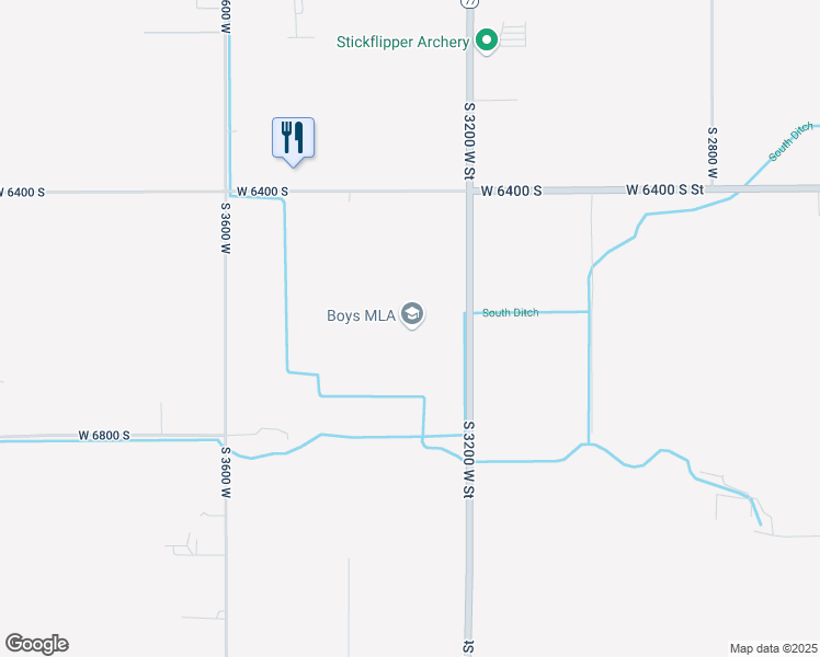 map of restaurants, bars, coffee shops, grocery stores, and more near 6612 South 3200 West Street in Benjamin