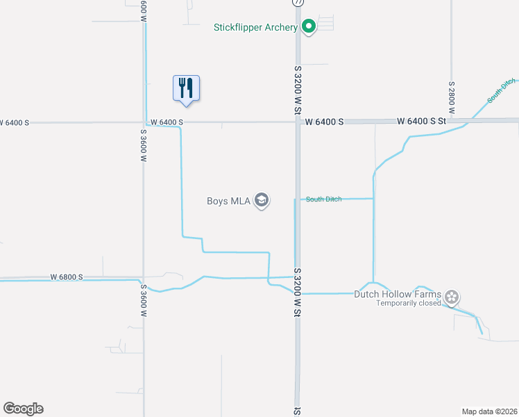 map of restaurants, bars, coffee shops, grocery stores, and more near 6612 South 3200 West Street in Benjamin