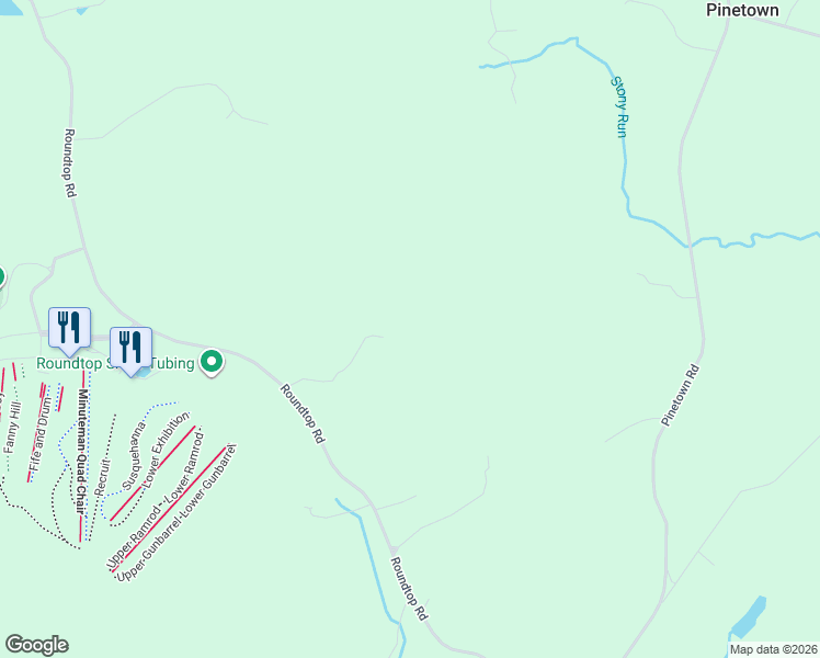 map of restaurants, bars, coffee shops, grocery stores, and more near 1200 Roundtop Road in Lewisberry