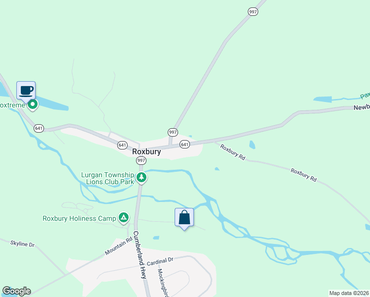 map of restaurants, bars, coffee shops, grocery stores, and more near 10948 Roxbury Road in Roxbury