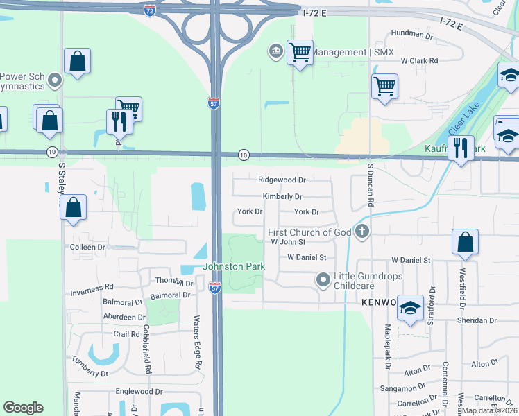 map of restaurants, bars, coffee shops, grocery stores, and more near 612 Goldenview Drive in Champaign
