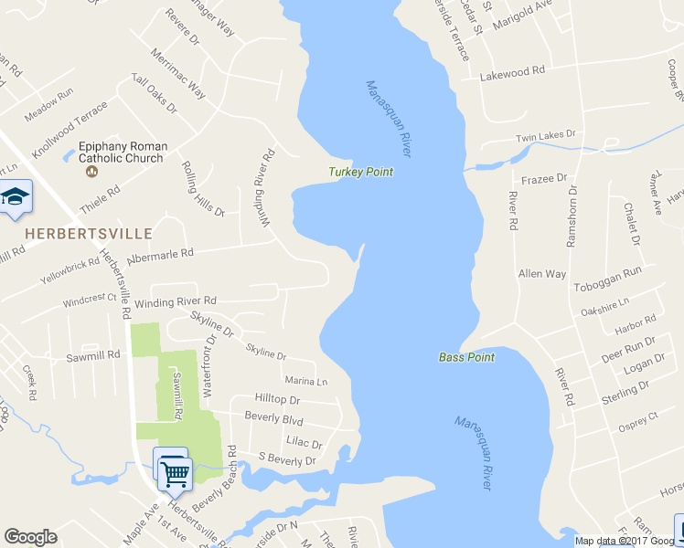 map of restaurants, bars, coffee shops, grocery stores, and more near 604 Winding River Rd in Brick