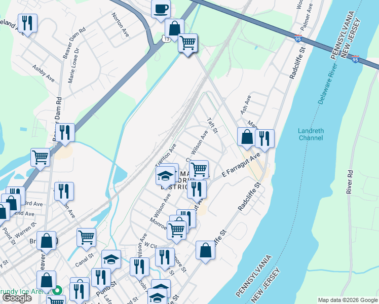 map of restaurants, bars, coffee shops, grocery stores, and more near 271 Cleveland Street in Bristol
